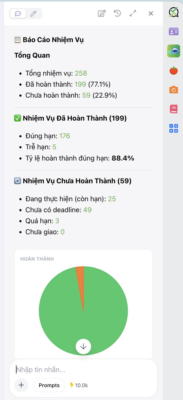 Báo cáo nhiệm vụ tự động kèm biểu đồ
